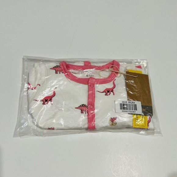 Kyte Baby Long Sleeve Snap Romper 6-12 Months Rose Jurassic Pink Dinosaur New